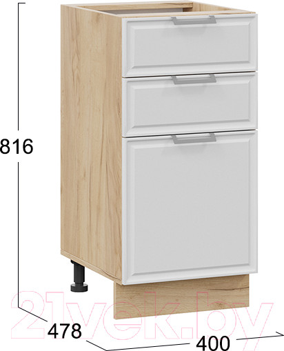 Изображение товара Шкаф-стол кухонный ТриЯ Белладжио 1Н4Я3 (дуб крафт золотой/фон белый)