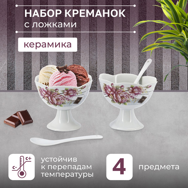 Изображение товара Набор креманок Rosenberg R-060155 (с ложками)