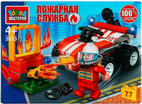 Изображение товара Конструктор Город мастеров Пожарный на квадроцикле / 3633-KK (77эл)