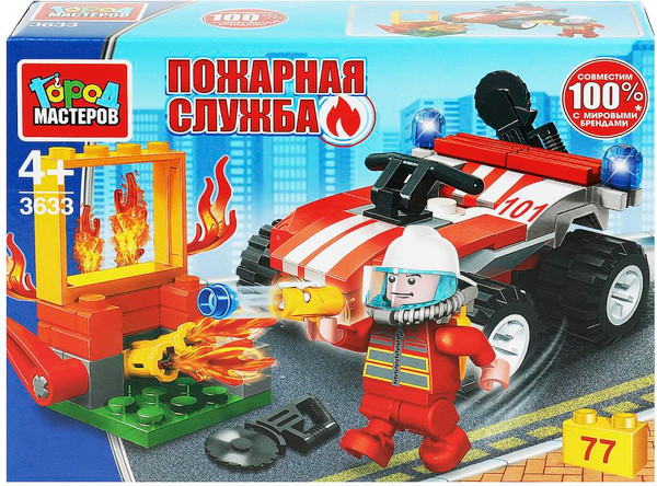 Изображение товара Конструктор Город мастеров Пожарный на квадроцикле / 3633-KK (77эл)
