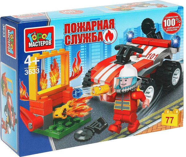 Изображение товара Конструктор Город мастеров Пожарный на квадроцикле / 3633-KK (77эл)