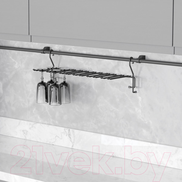 Изображение товара Держатель бокалов на рейлинг Starax S-4013-A (антрацит)