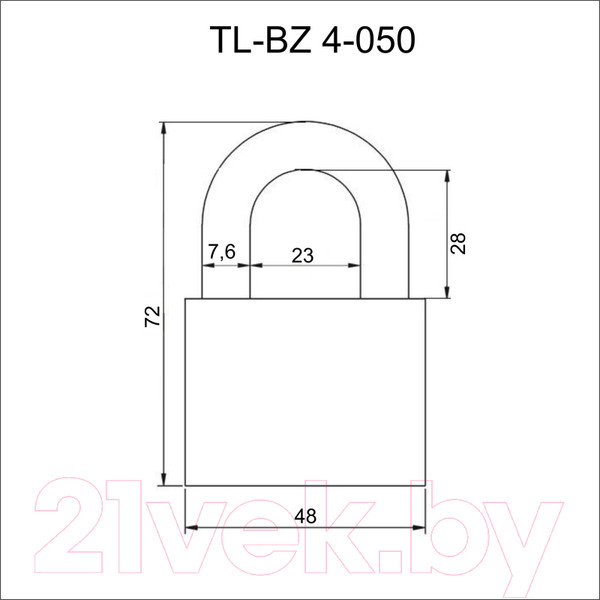 Изображение товара Замок навесной Vettore TL-BZ 4-050 (сталь, закругленной формы)