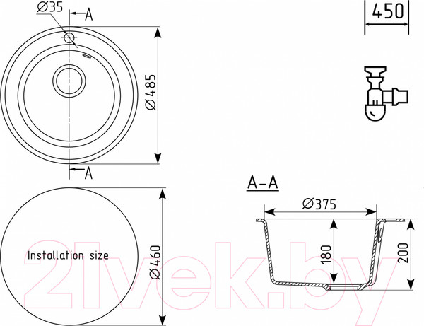 Изображение товара Мойка кухонная Ulgran Quartz Nora 485-05 (бетон)