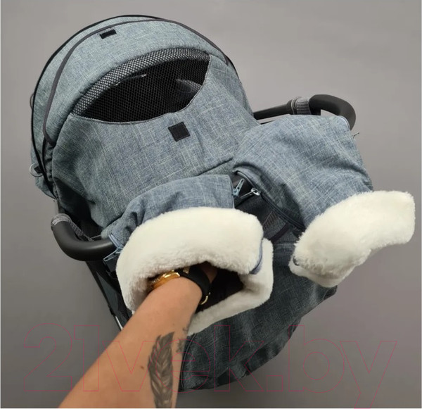 Изображение товара Санки-коляска GalaXy Kids 3-3С (джинс/серый с зеленым)