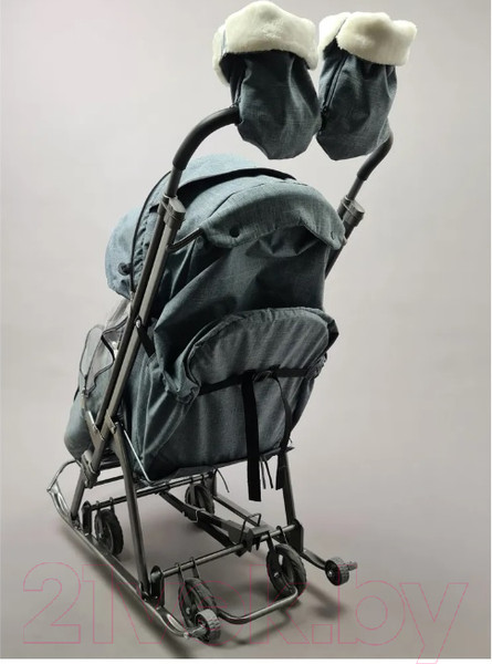 Изображение товара Санки-коляска GalaXy Kids 3-3С (джинс/серый с зеленым)