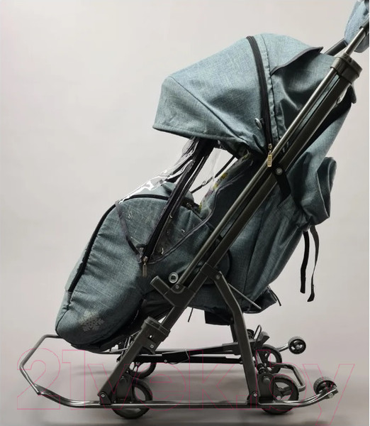 Изображение товара Санки-коляска GalaXy Kids 3-3С (джинс/серый с зеленым)