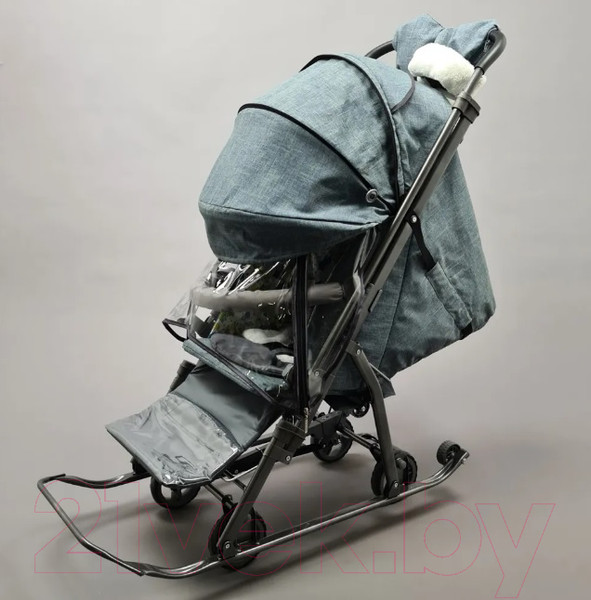 Изображение товара Санки-коляска GalaXy Kids 3-3С (джинс/серый с зеленым)