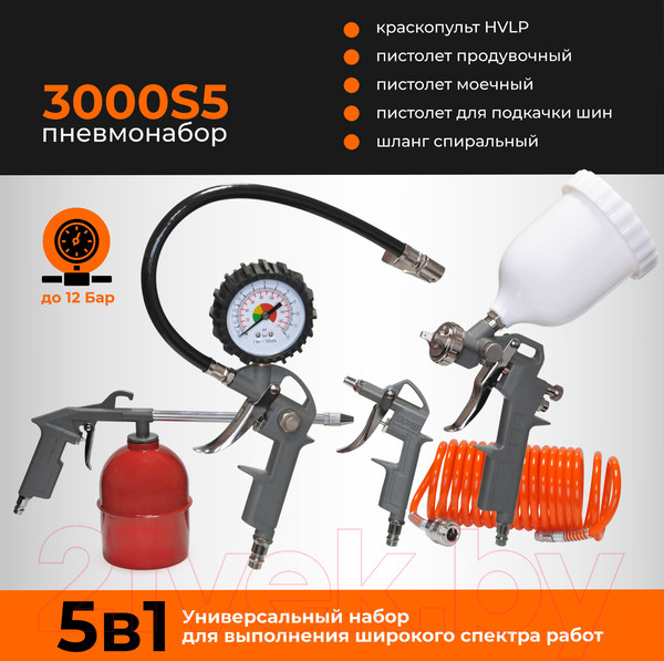 Изображение товара Набор пневмоинструмента Skiper 3000S5 (5в1)