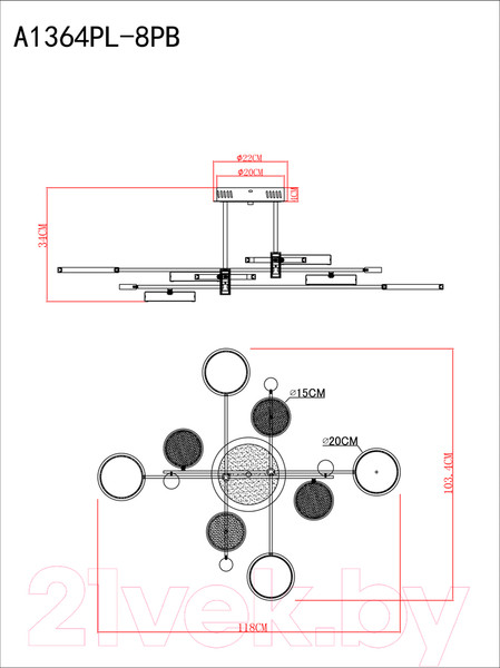 Изображение товара Люстра Arte Lamp Holly A1364PL-8PB