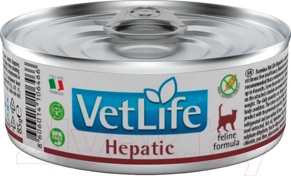 Изображение товара Влажный ветеринарный корм для кошек Farmina Vet Life Natural Diet Cat Hepatic (85г)
