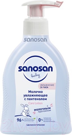 Изображение товара Молочко для тела детское Sanosan Увлажняющее с пантенолом / 40891080 (200мл)