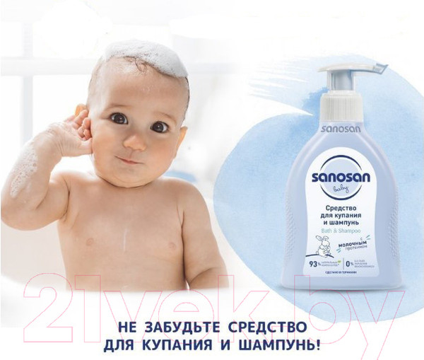 Изображение товара Молочко для тела детское Sanosan Увлажняющее с пантенолом / 40891080 (200мл)