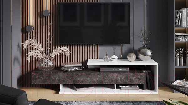 Изображение товара Тумба ТриЯ Монтана TV-4 (белый/ателье темный глянец)