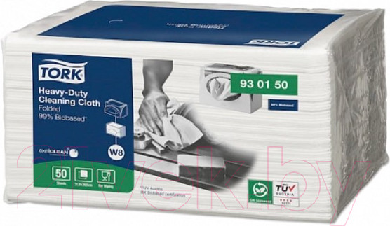 Изображение товара Набор салфеток хозяйственных Tork Premium BioBased повышенной прочности W8 9076381 /930150 (50шт)