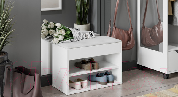 Изображение товара Тумба в прихожую ТриЯ Лайт для обуви тип 1 (белый глянец)
