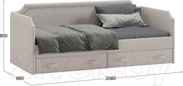 Изображение товара Кровать-тахта ТриЯ Кантри ТД-308.12.02 тип 1 90x200 (велюр мокко светлый)