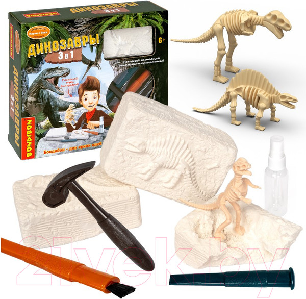 Изображение товара Набор для опытов Bondibon Исторические раскопки. Науки с Буки. Динозавры 3 в 1 / ВВ5684
