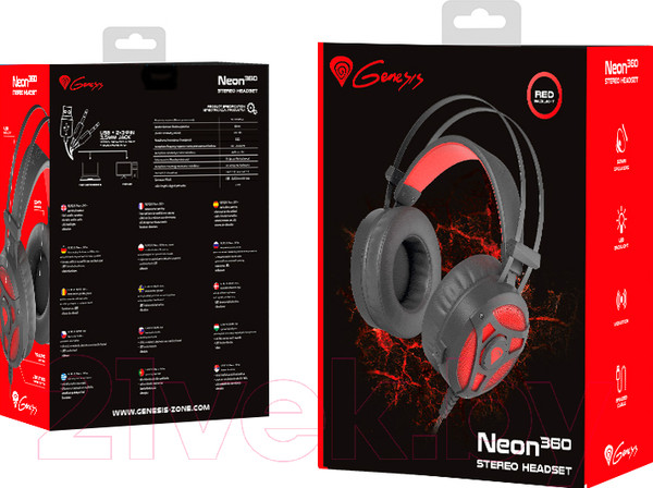 Изображение товара Наушники-гарнитура GENESIS Neon 360 / NSG-1107