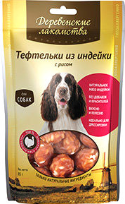 Изображение товара Лакомство для собак Деревенские лакомства Тефтельки из индейки с рисом (85г)