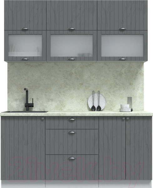 Изображение товара Кухонный гарнитур Интерлиния Берес 1.7Б (дуб серый/опал светлый)