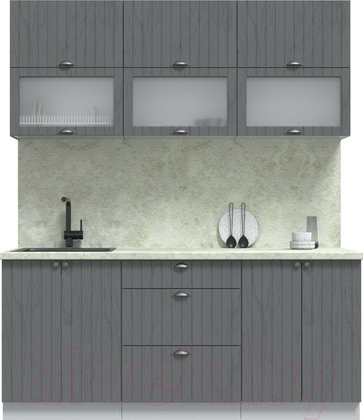 Изображение товара Кухонный гарнитур Интерлиния Берес 1.8Б (дуб серый/опал светлый)