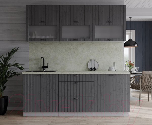 Изображение товара Кухонный гарнитур Интерлиния Берес 1.8Б (дуб серый/опал светлый)