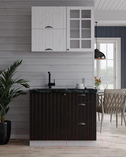 Изображение товара Кухонный гарнитур Интерлиния Берес 0.9Б (дуб полярный/дуб английский/кастилло темный)