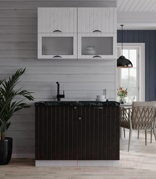 Изображение товара Кухонный гарнитур Интерлиния Берес 1.0Б (дуб полярный/дуб английский/кастилло темный)