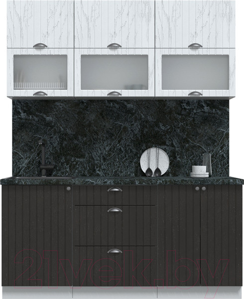 Изображение товара Кухонный гарнитур Интерлиния Берес 1.7Б (дуб полярный/дуб английский/кастилло темный)