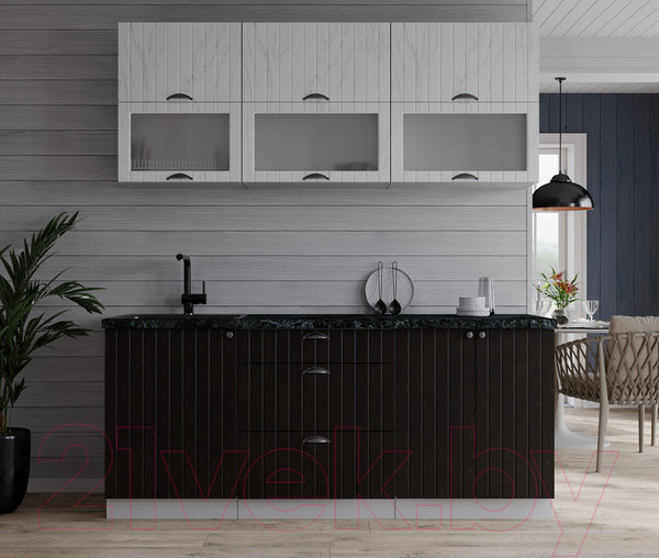 Изображение товара Кухонный гарнитур Интерлиния Берес 1.7Б (дуб полярный/дуб английский/кастилло темный)