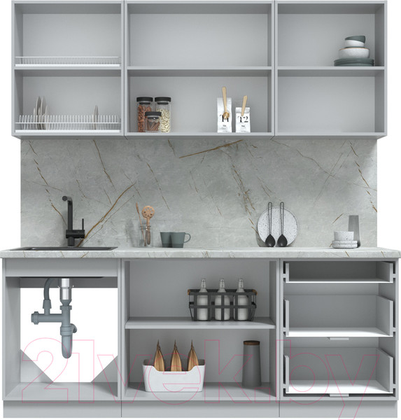 Изображение товара Кухонный гарнитур Интерлиния Берес 2.0Б (дуб полярный/дуб английский/кастилло темный)