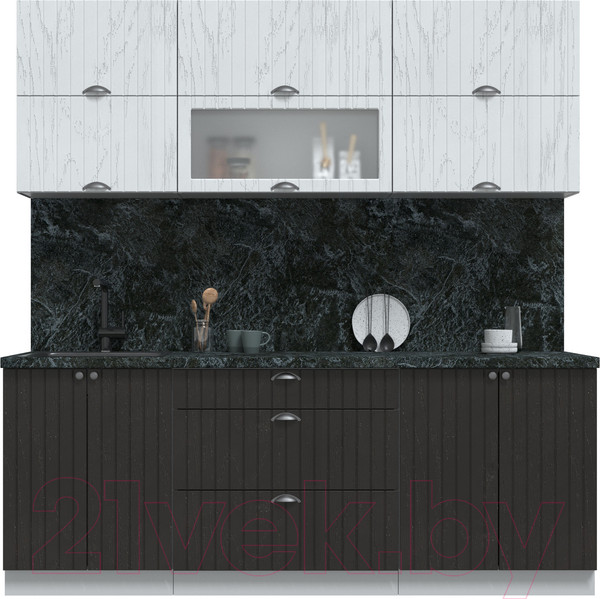 Изображение товара Кухонный гарнитур Интерлиния Берес 2.1Б (дуб полярный/дуб английский/кастилло темный)