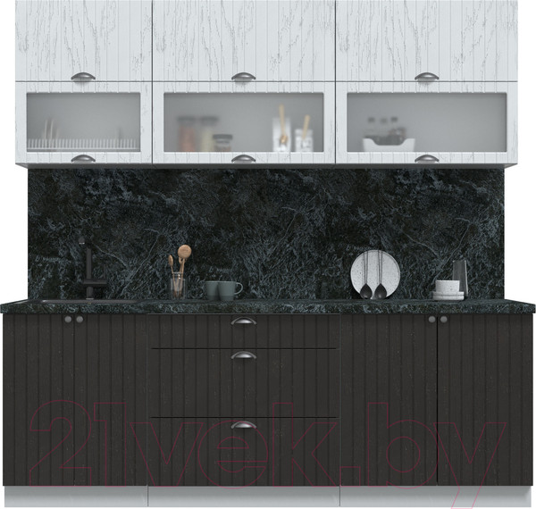 Изображение товара Кухонный гарнитур Интерлиния Берес 2.2Б (дуб полярный/дуб английский/кастилло темный)