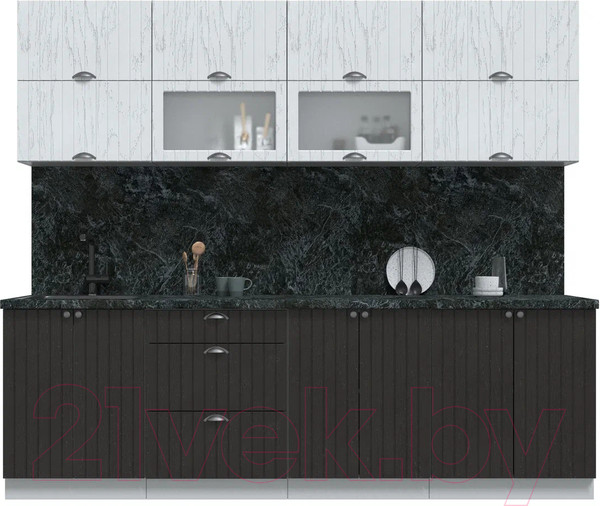 Изображение товара Кухонный гарнитур Интерлиния Берес 2.5Б (дуб полярный/дуб английский/кастилло темный)