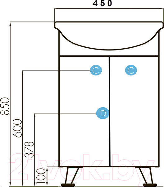Изображение товара Тумба под умывальник Аква Смайл ТС-5.02.1.00.450.208