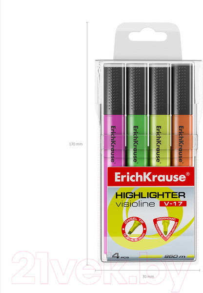 Изображение товара Набор маркеров Erich Krause Visioline V-17 / 56704 (4шт)