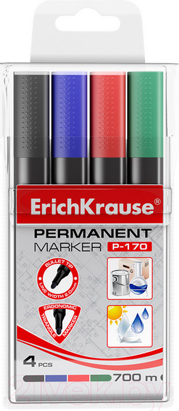 Изображение товара Набор маркеров Erich Krause P-170 / 11797 (4шт)