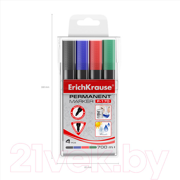 Изображение товара Набор маркеров Erich Krause P-170 / 11797 (4шт)