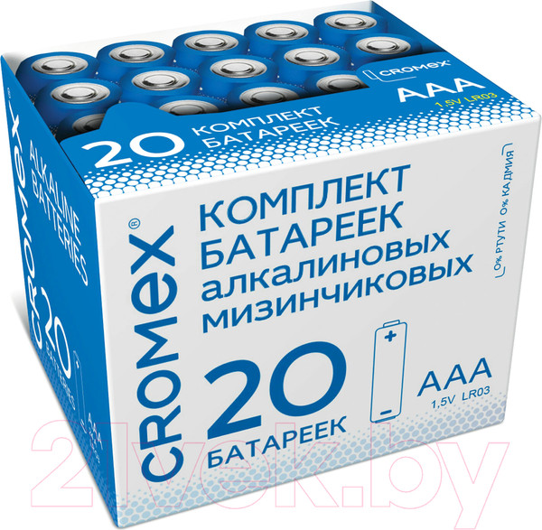 Изображение товара Комплект батареек Cromex Alkaline. Ааа LR03 24А / 455595 (20шт)