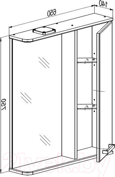 Изображение товара Шкаф с зеркалом для ванной СанитаМебель Джаст 12.650 (правый)
