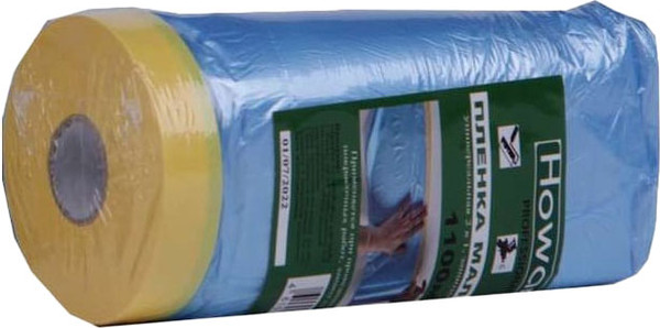 Изображение товара Пленка строительная Howard С малярной клейкой лентой Masking Film / Blue Film (1.1мx33м)