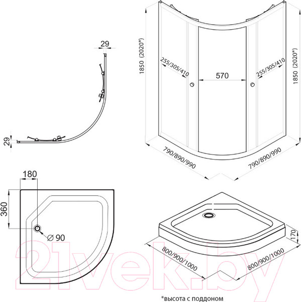 Изображение товара Душевой уголок Triton Альфа-Хром 80х80 (без поддона)