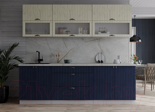 Изображение товара Кухонный гарнитур Интерлиния Берес 2.2Б (дуб снежный/дуб королевский/серый каспий)