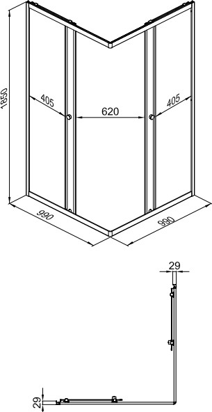 Изображение товара Душевой уголок Triton Вента 100x100 (хром, без поддона)