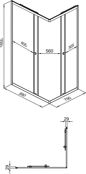 Изображение товара Душевой уголок Triton Вента 100x80 (хром, без поддона)