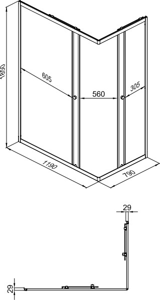 Изображение товара Душевой уголок Triton Вента 120x80 (хром, без поддона)
