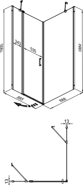 Изображение товара Душевой уголок Triton Йота 90x90 (черный, без поддона)