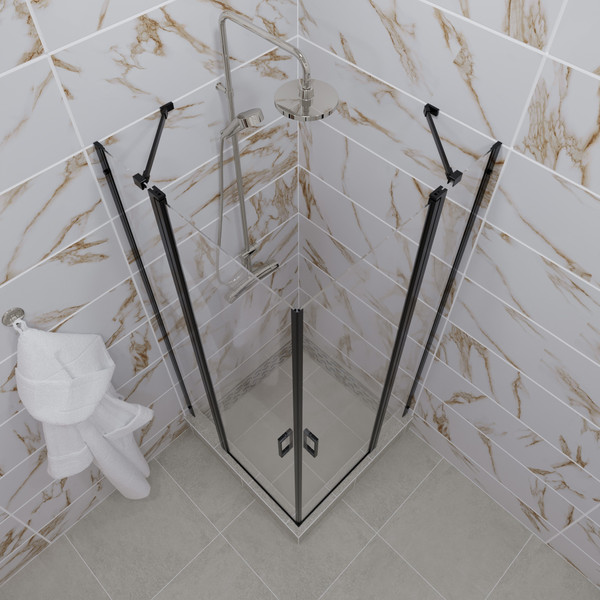 Изображение товара Душевой уголок Triton Тау-Блэк 90x90 (черный, без поддона)