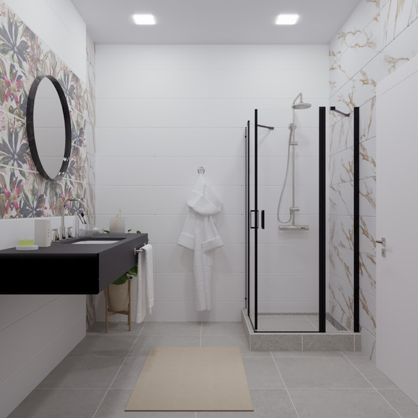 Изображение товара Душевой уголок Triton Тау-Блэк 90x90 (черный, без поддона)